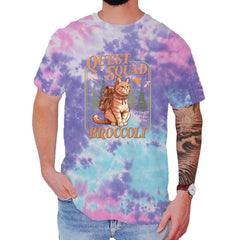 Quest Squad Broccoli Cat Fantasy Reader  Mens T-shirt Tie-Dye Cotton Candy