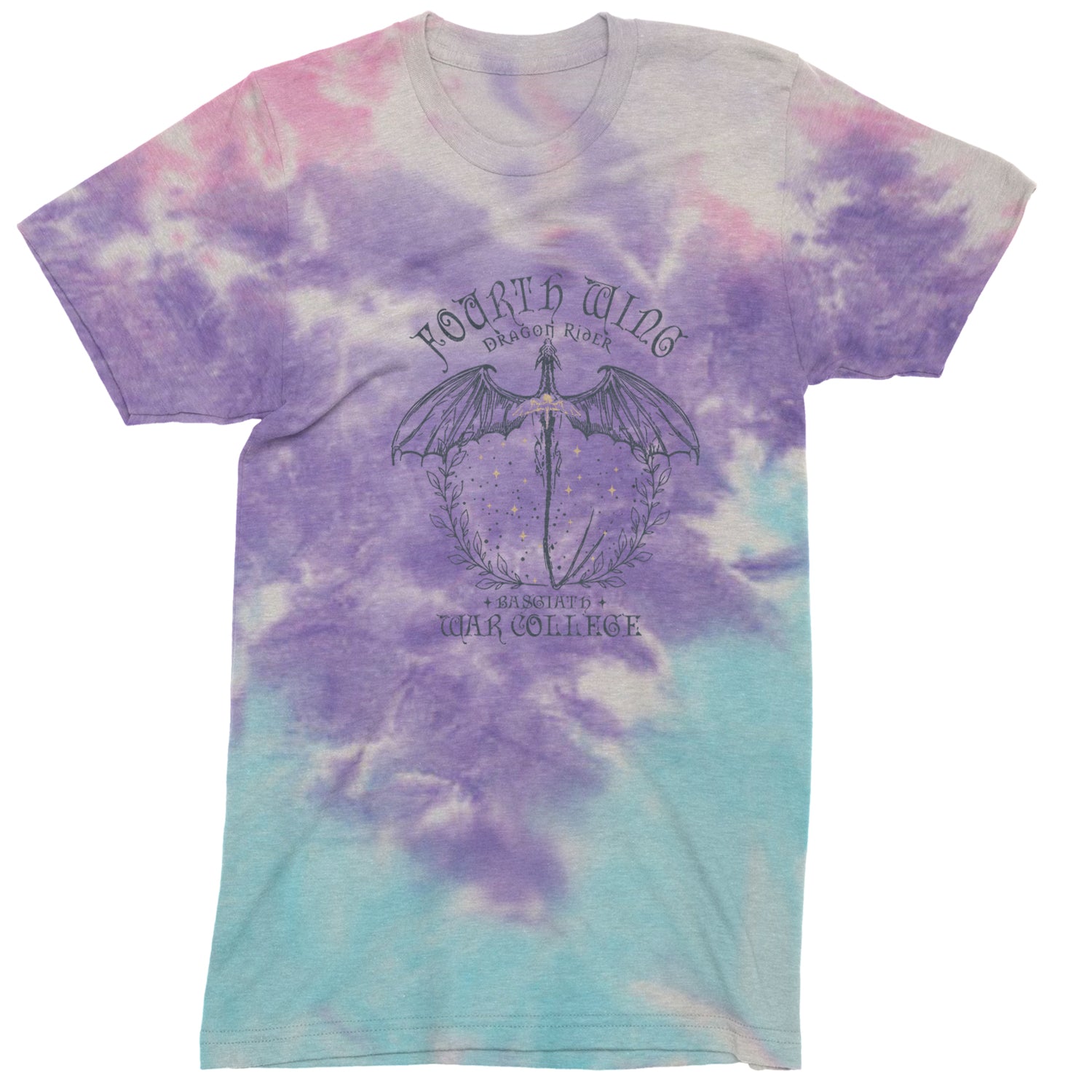 Fourth Wing Dragon Rider Vintage Basgiath War College Mens T-shirt Tie-Dye Cotton Candy