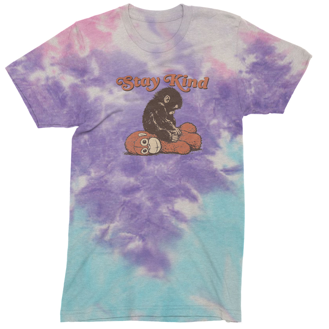 Punch Stay Kind Macaque Mens T-shirt Tie-Dye Cotton Candy