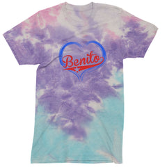 Benito Heart Puerto Rico Mens T-shirt Tie-Dye Cotton Candy