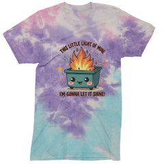 This Little Light of Mine Dumpster Fire Smile Face  Mens T-shirt Tie-Dye Cotton Candy