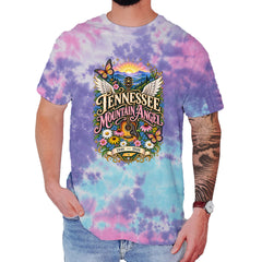 Tennessee Mountain Angel Wings Dolly Mens T-shirt Tie-Dye Cotton Candy