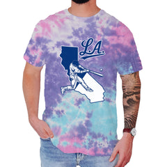 Los Angeles Baseball Batter Up Mens T-shirt Tie-Dye Cotton Candy