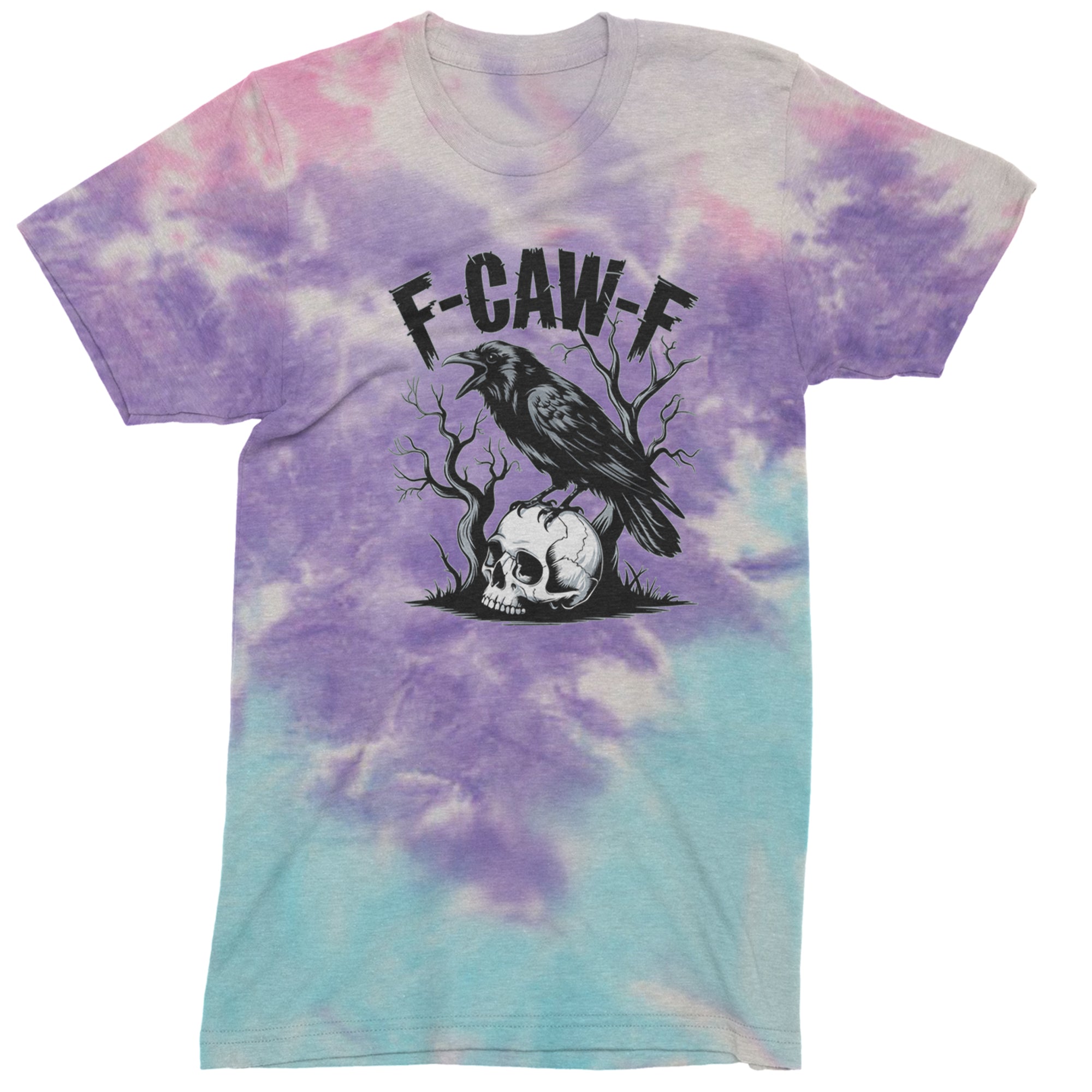 F-Caw-F Crow On Skull F-ck Off Gothic Men's T-shirt Tie-Dye Cotton Candy