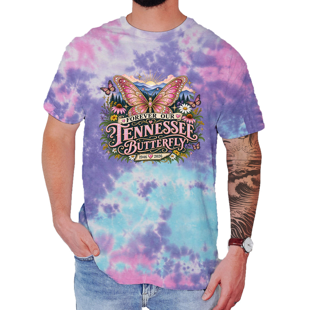 Forever Our Tennessee Butterfly Dolly Mens T-shirt Tie-Dye Cotton Candy