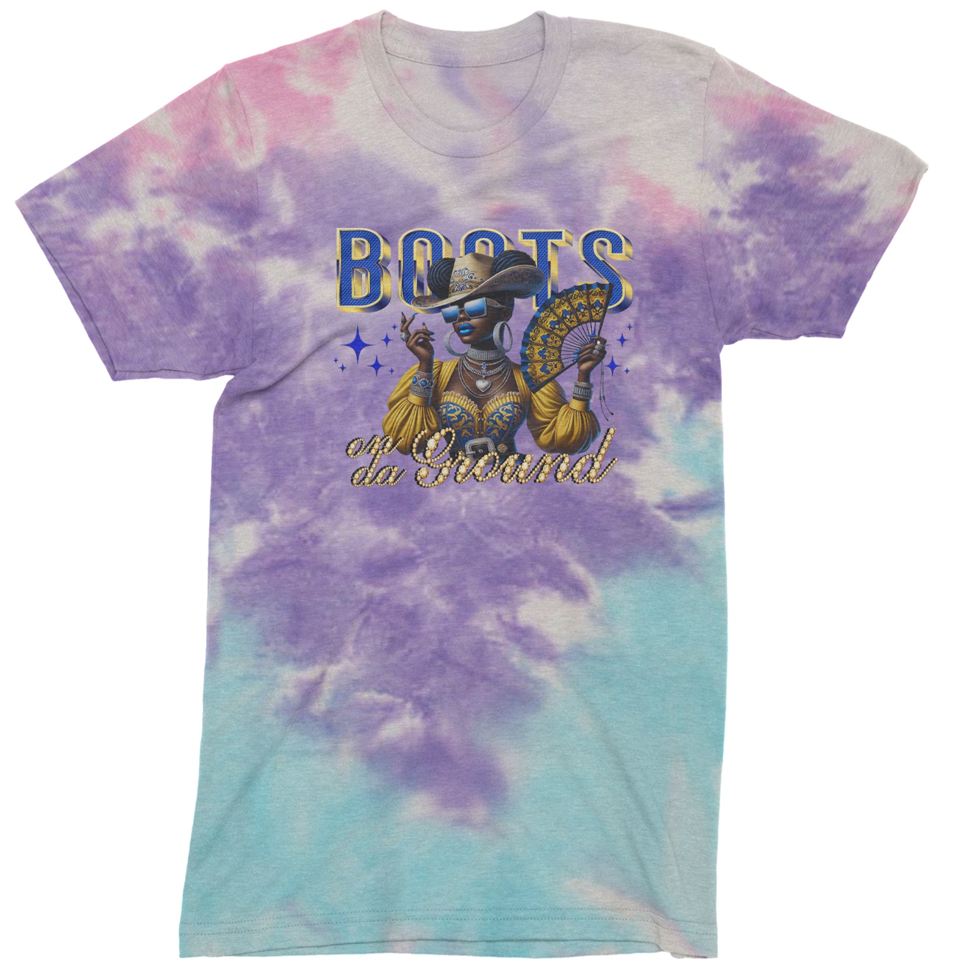 Boots On Da Ground Folding Fan Men's T-shirt Tie-Dye Cotton Candy