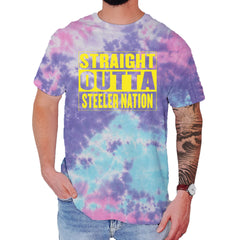 Straight Outta Steeler Nation Football  Mens T-shirt Tie-Dye Cotton Candy
