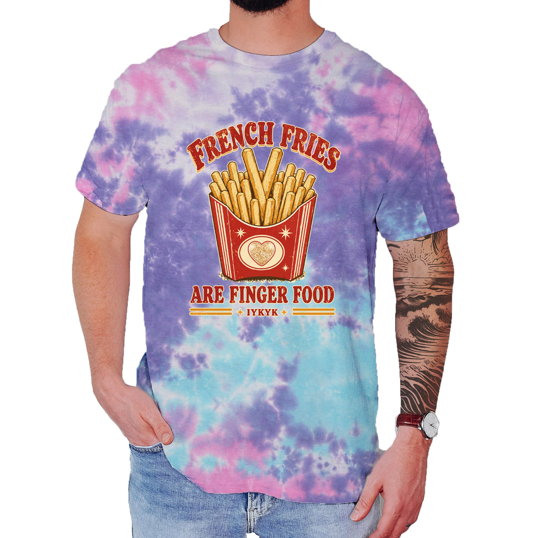 French Fries Are Finger Food IYKYK Mens T-shirt Tie-Dye Cotton Candy