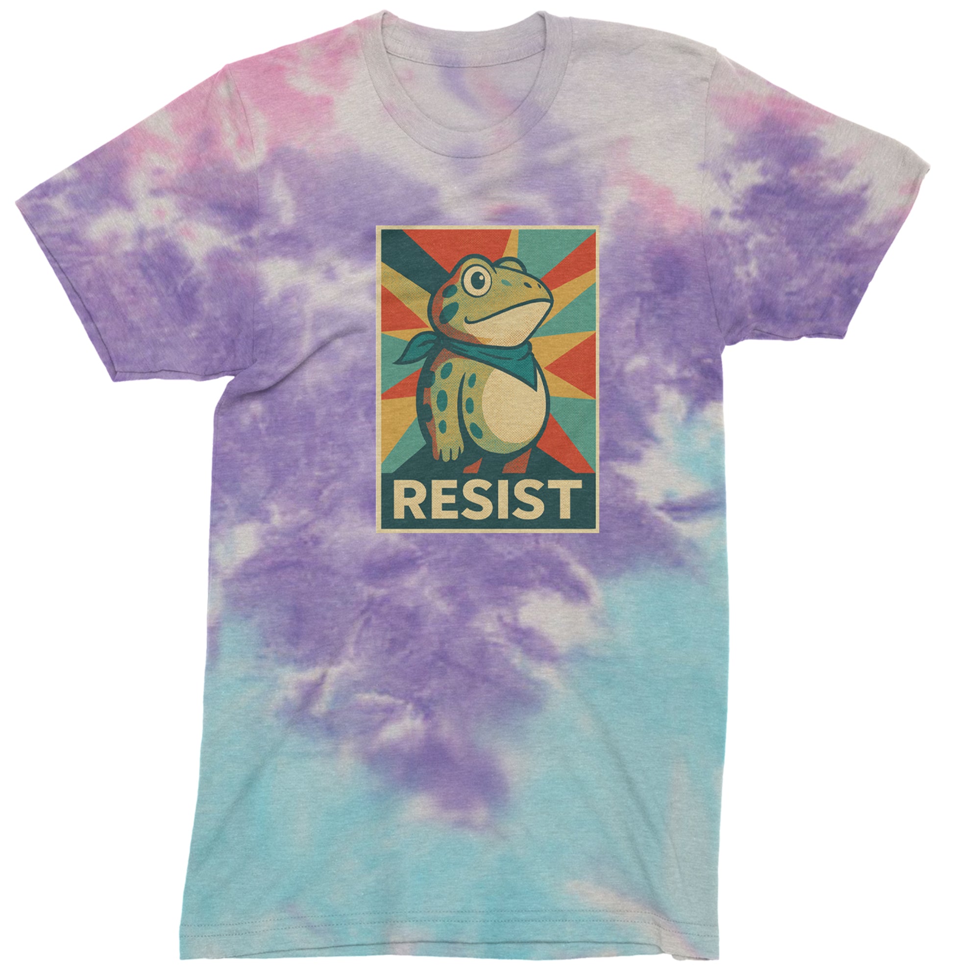 Resist Portland Protest Frog Mens T-shirt Tie-Dye Cotton Candy