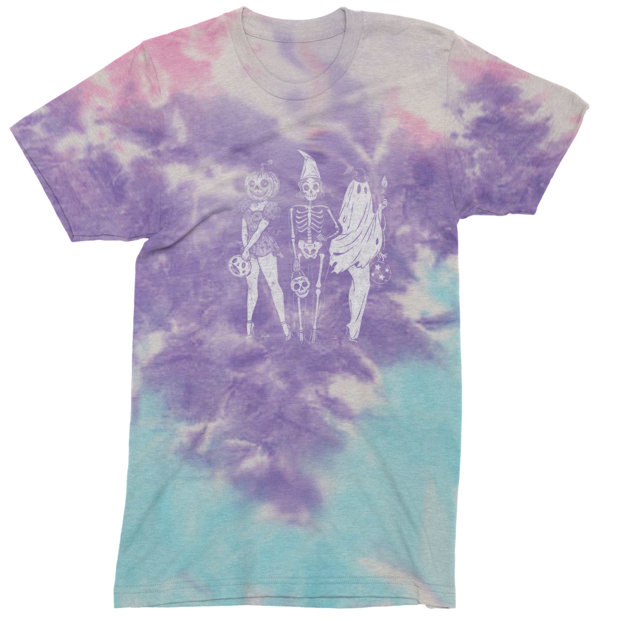 Vintage Spooky Squad Pinup Halloween Design Mens T-shirt Tie-Dye Cotton Candy
