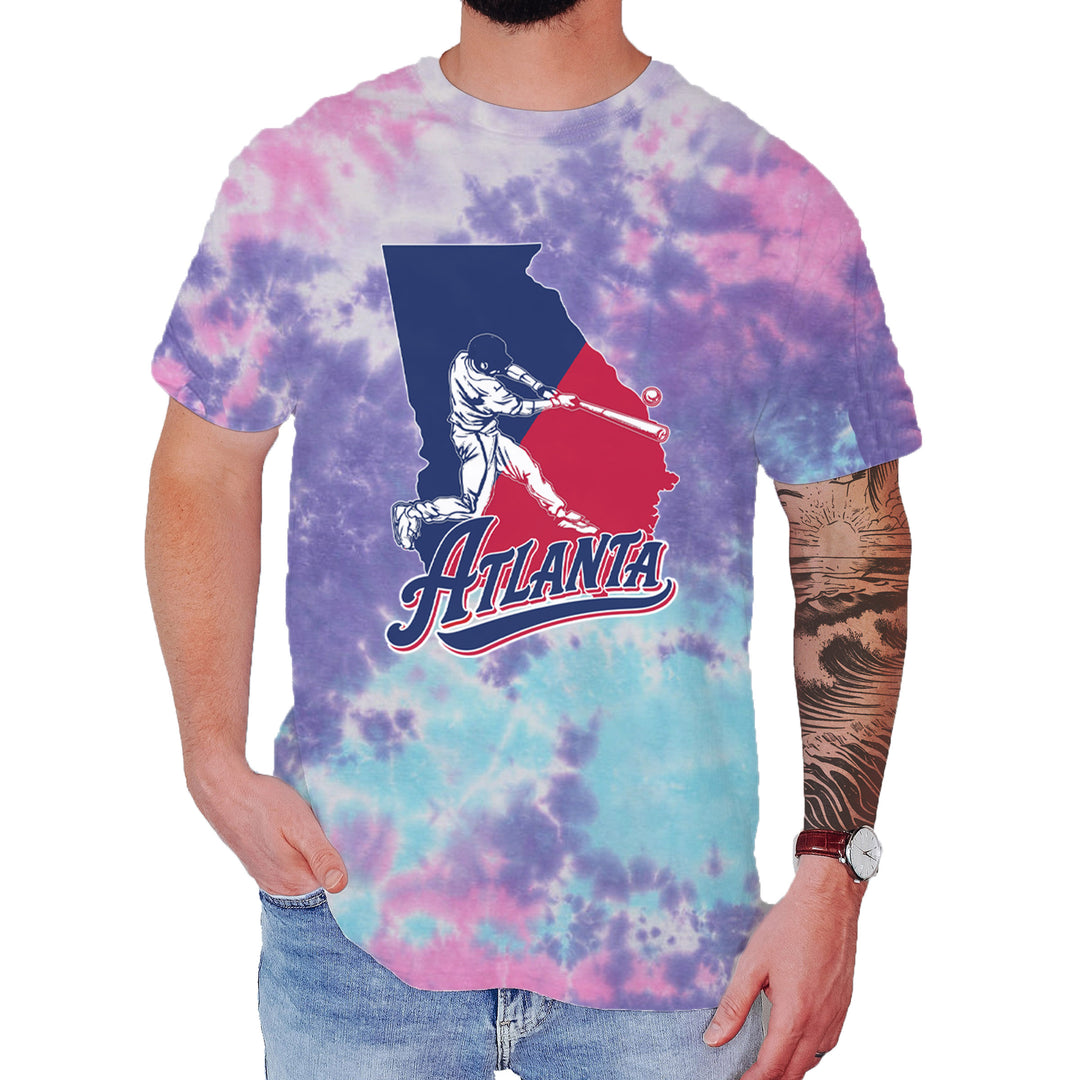 Atlanta Georgia Batter Up Mens T-shirt Tie-Dye Cotton Candy