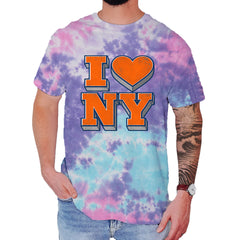 New York City Pride Heart Mens T-shirt Tie-Dye Cotton Candy