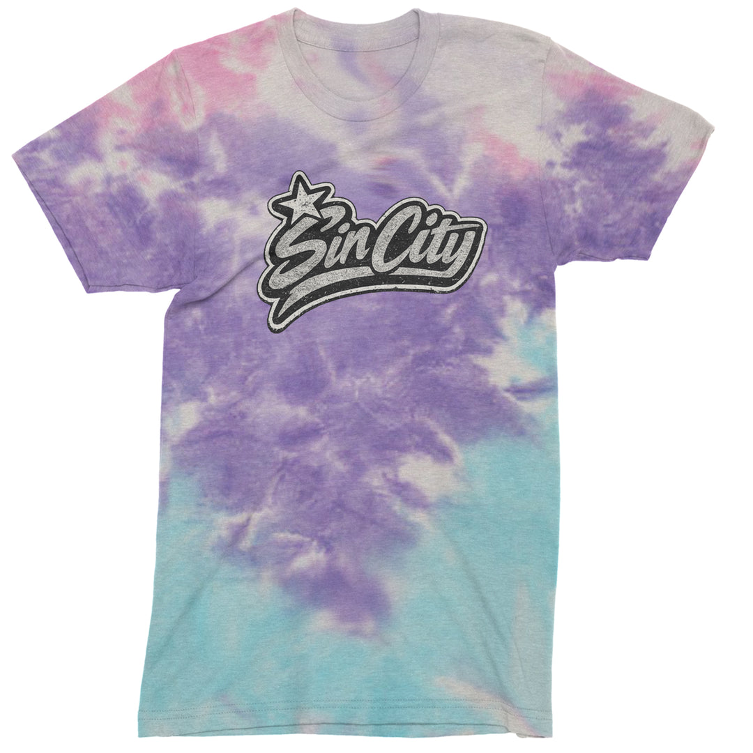 Sin City Vegas Retro Vintage Mens T-shirt Tie-Dye Cotton Candy