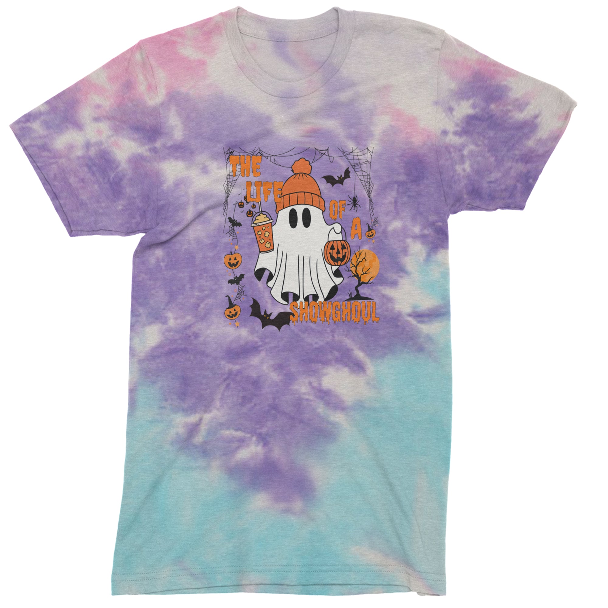 Life of a Showghoul Halloween Showgirl Vibes Mens T-shirt Tie-Dye Cotton Candy