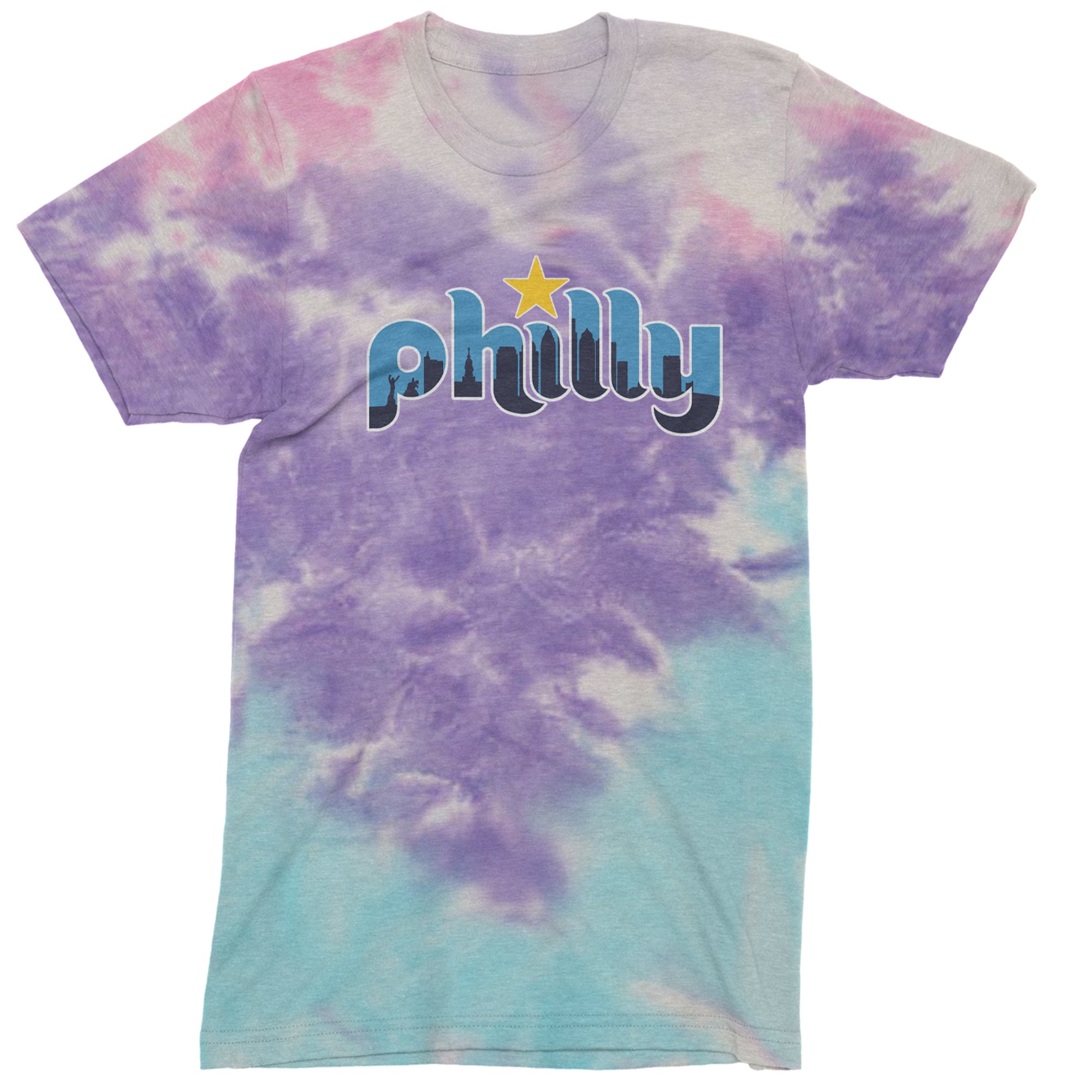 Skyline Philly Philadelphia Men's T-shirt Tie-Dye Cotton Candy