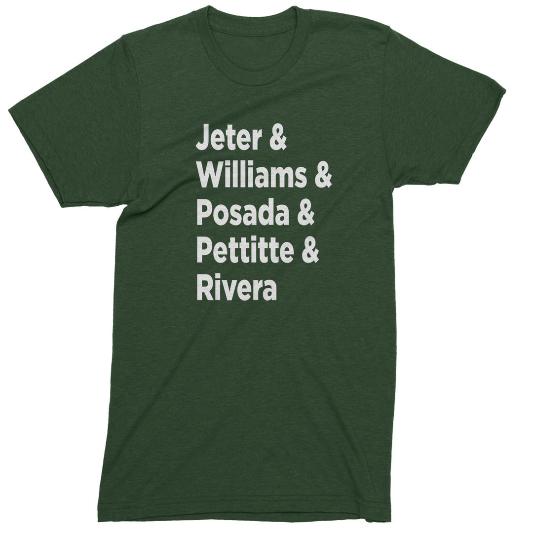 Jeter & Williams & Posada & Pettitte & Rivera Mens T-shirt Forest Green