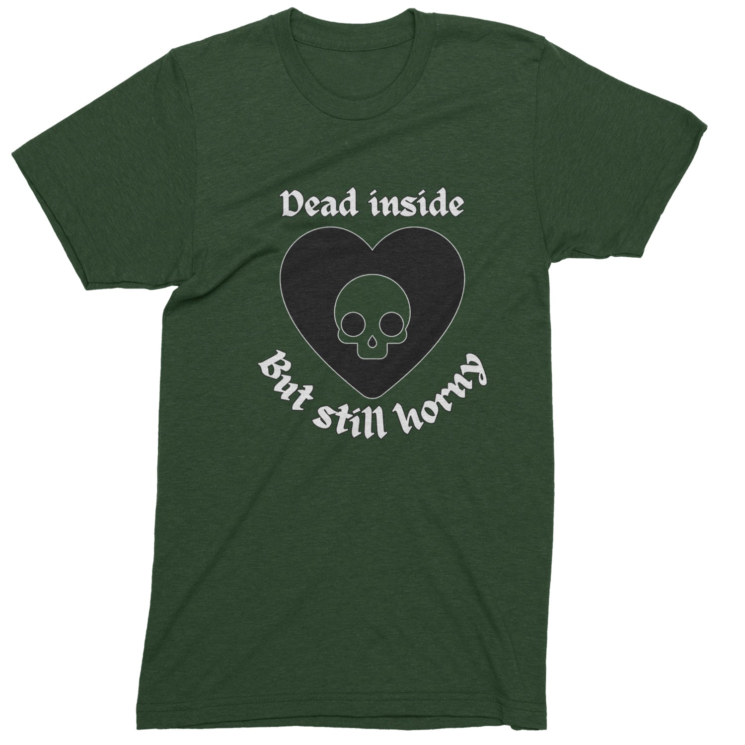 Dead Inside But Still Horny Skull Romantasy Youth-Sized Hoodie Forest Green