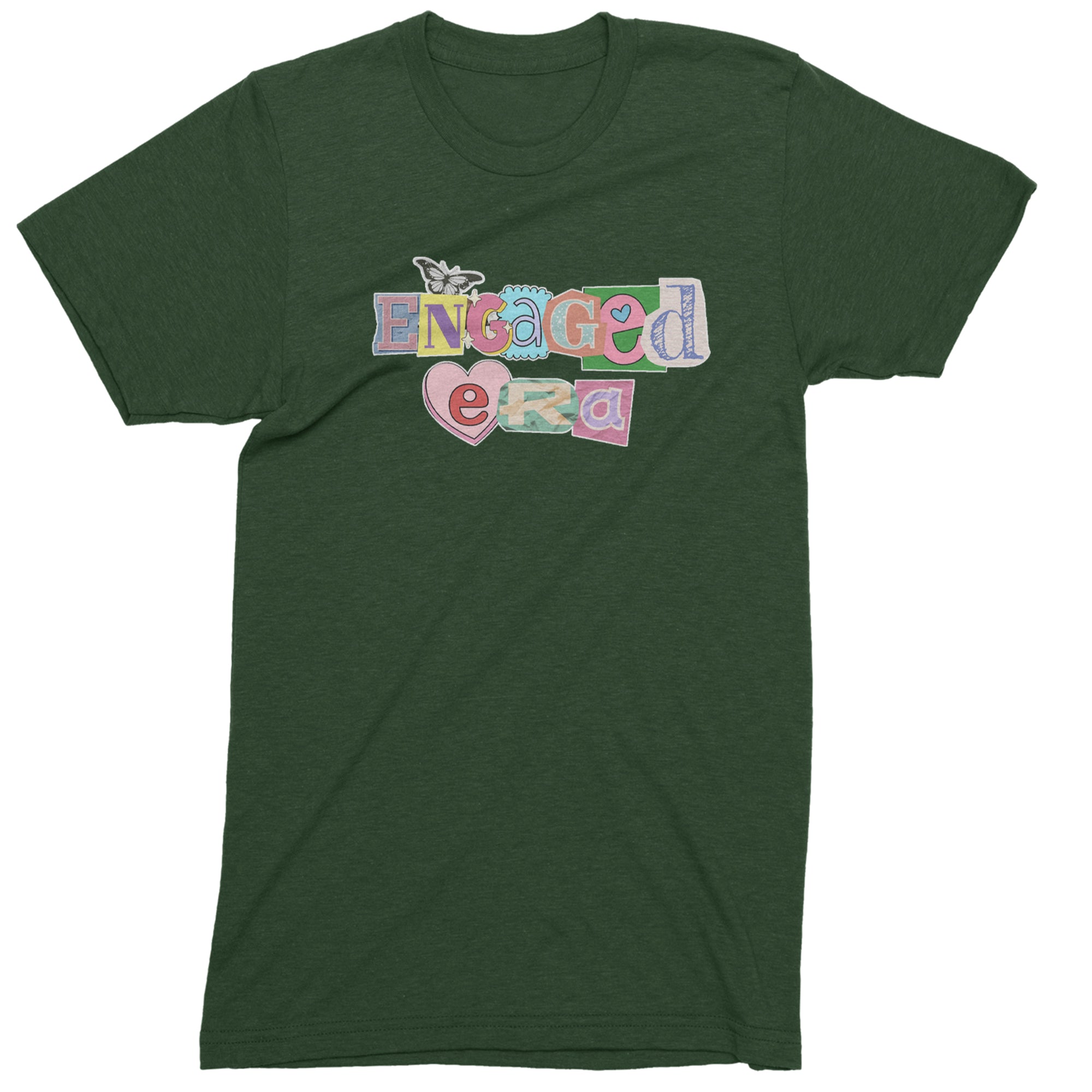 Engaged Era Aesthetic Retro Collage Design Mens T-shirt Forest Green