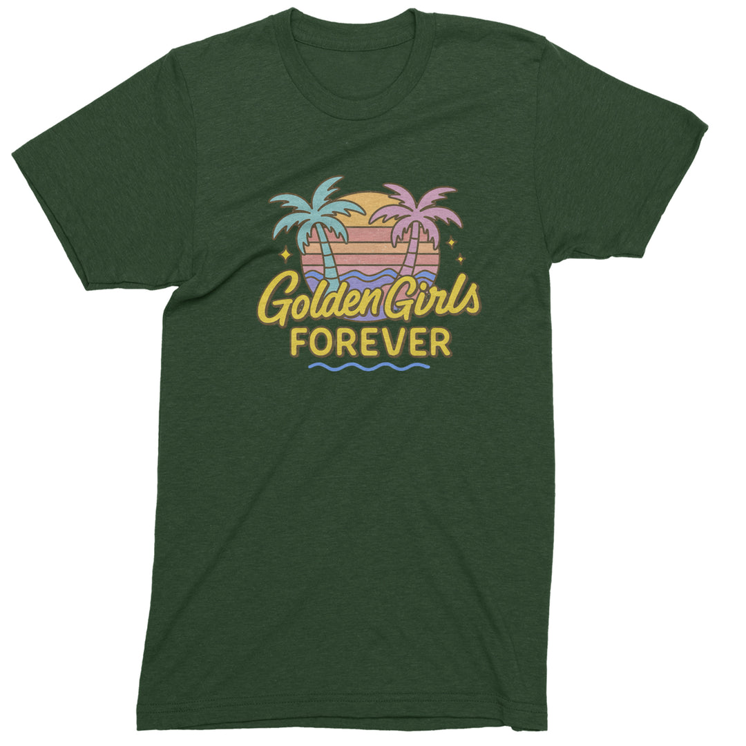 Golden Girls Forever Retro Sunset Mens T-shirt Forest Green