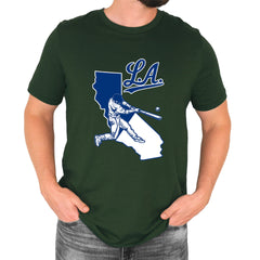 Los Angeles Baseball Batter Up Mens T-shirt Forest Green