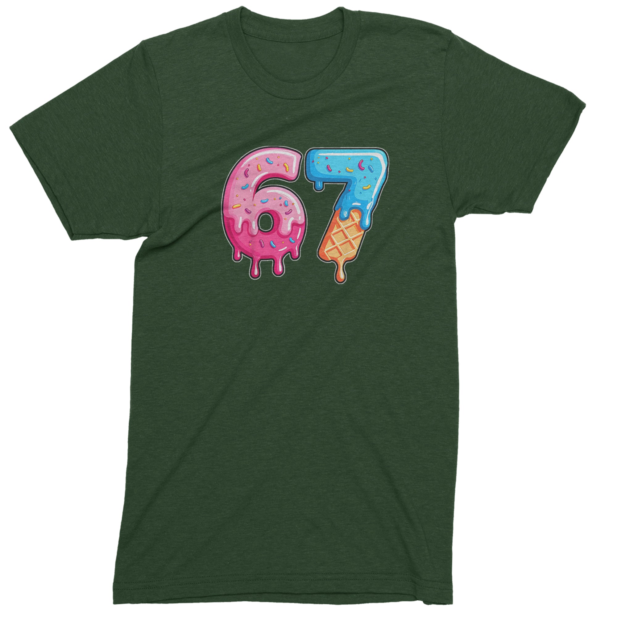 67 Dripping Ice Cream Donut Melt Mens T-shirt Forest Green