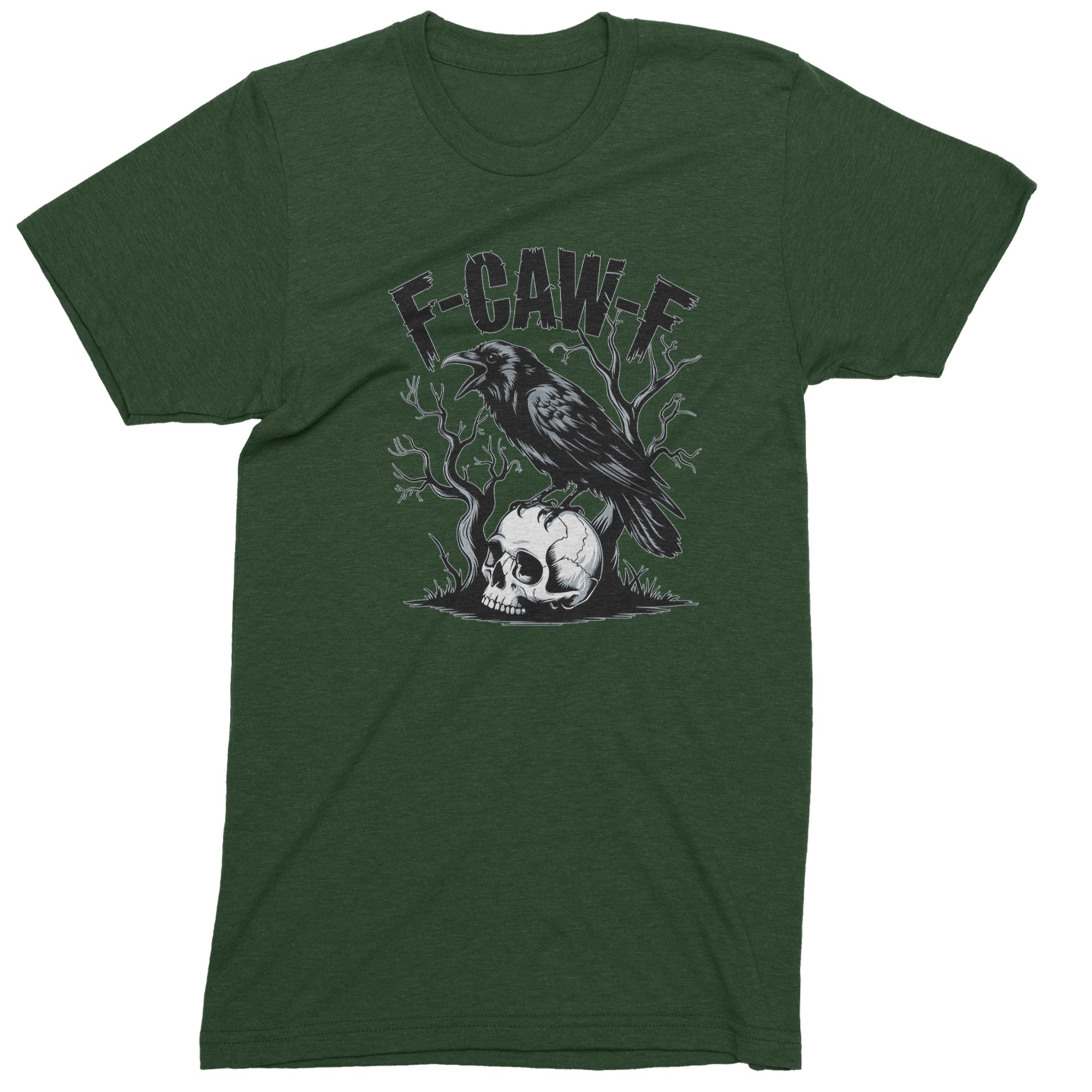 F-Caw-F Crow On Skull F-ck Off Gothic Men's T-shirt Forest Green