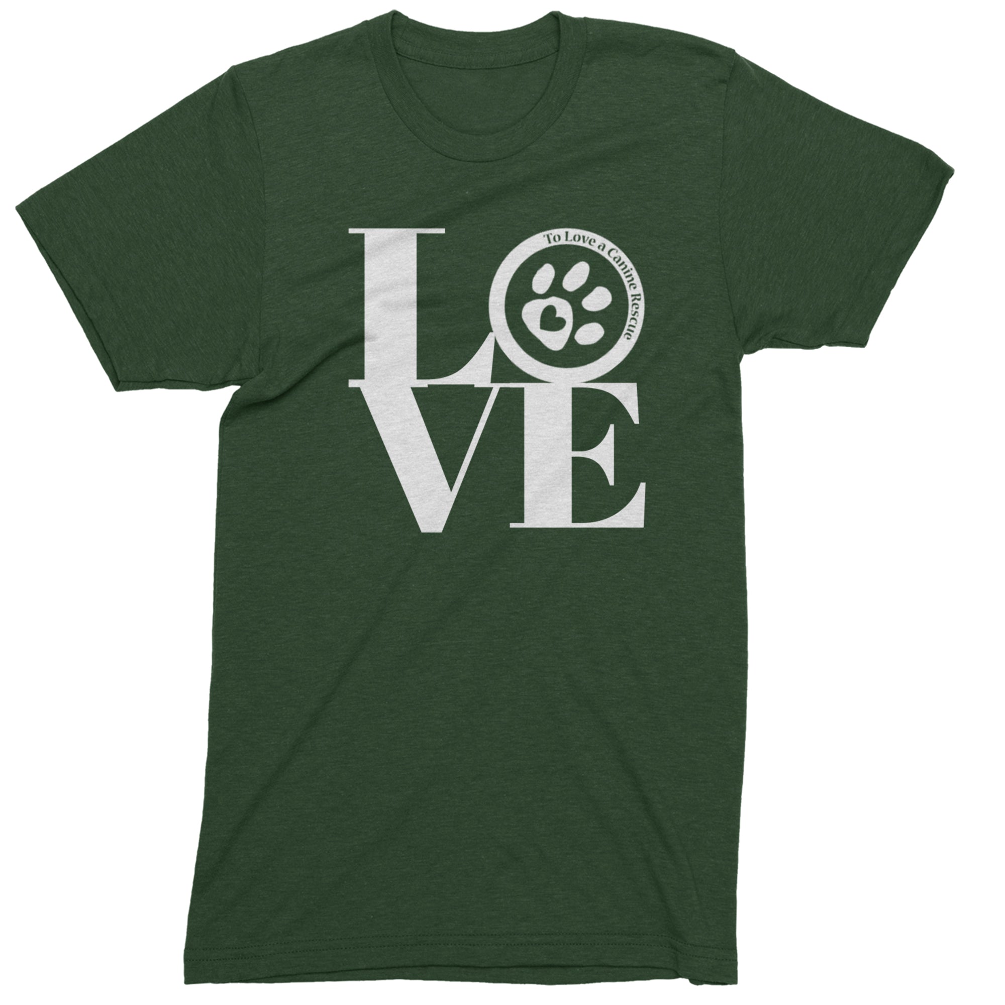TLC LOVE Dog Rescue Mens T-shirt Forest Green