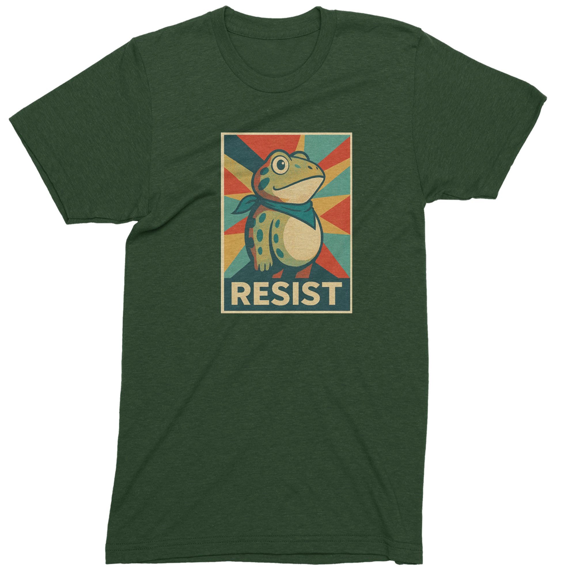 Resist Portland Protest Frog Mens T-shirt Forest Green