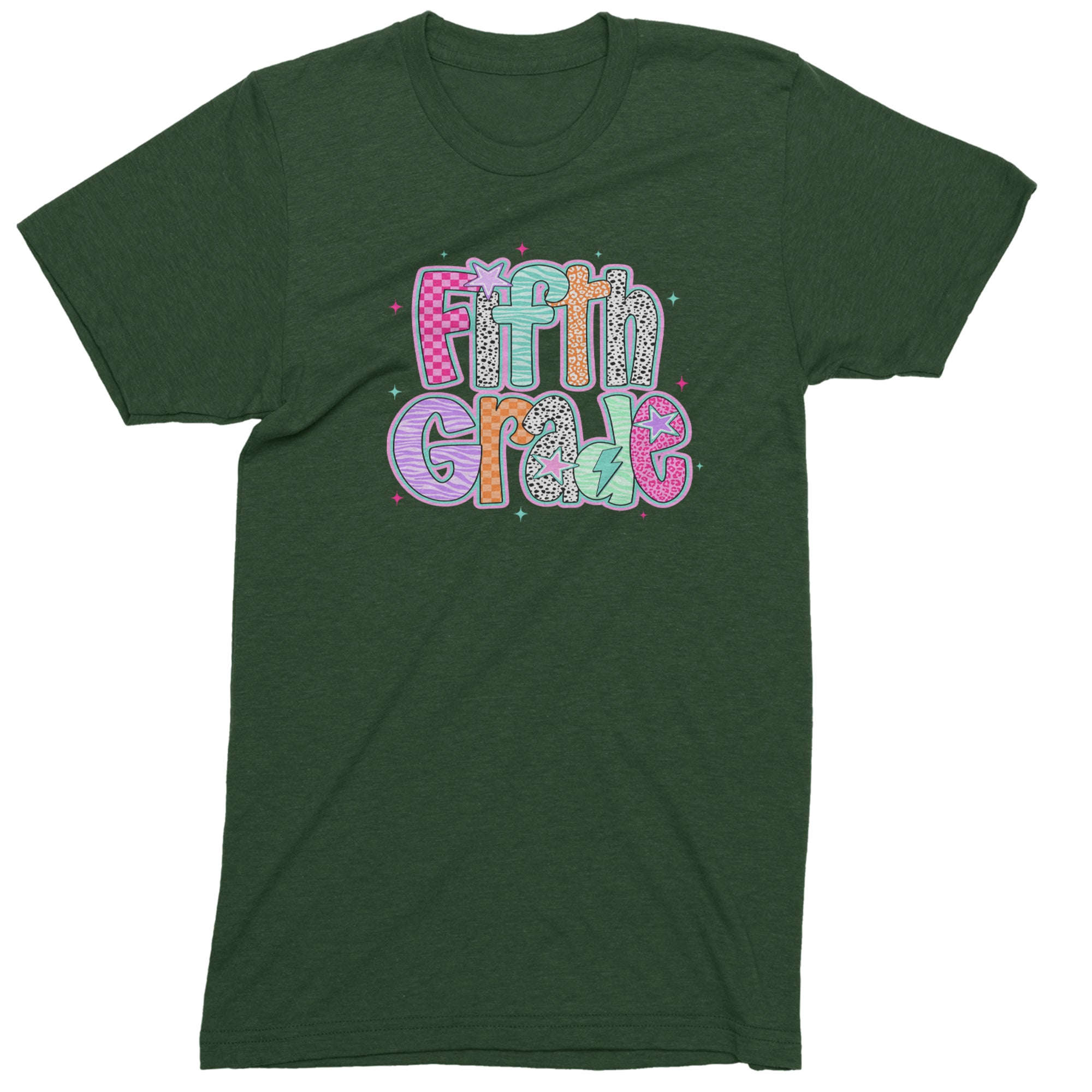 Fifth Grade Fly Colorful Back to School Men's T-shirt Forest Green