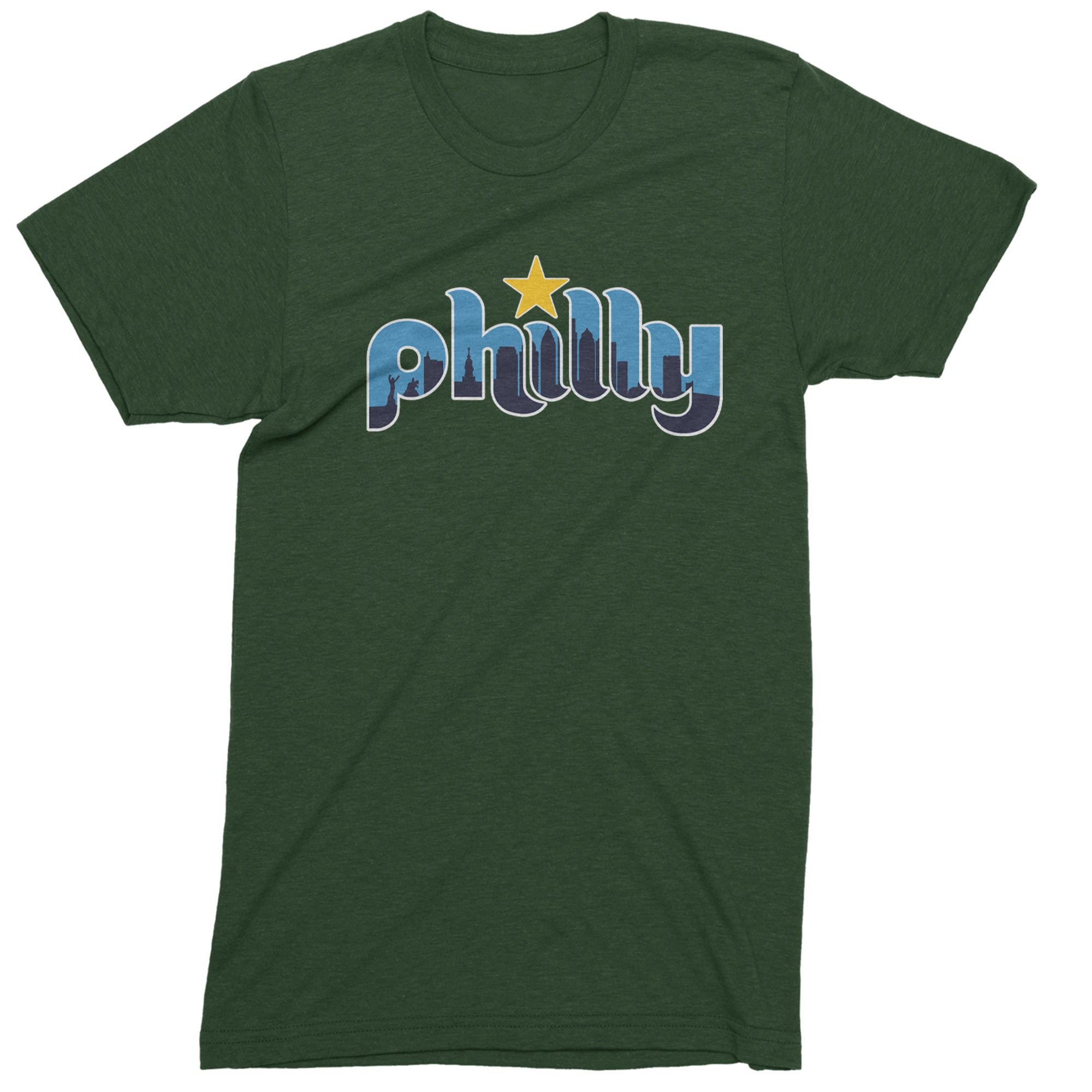 Skyline Philly Philadelphia Men's T-shirt Forest Green