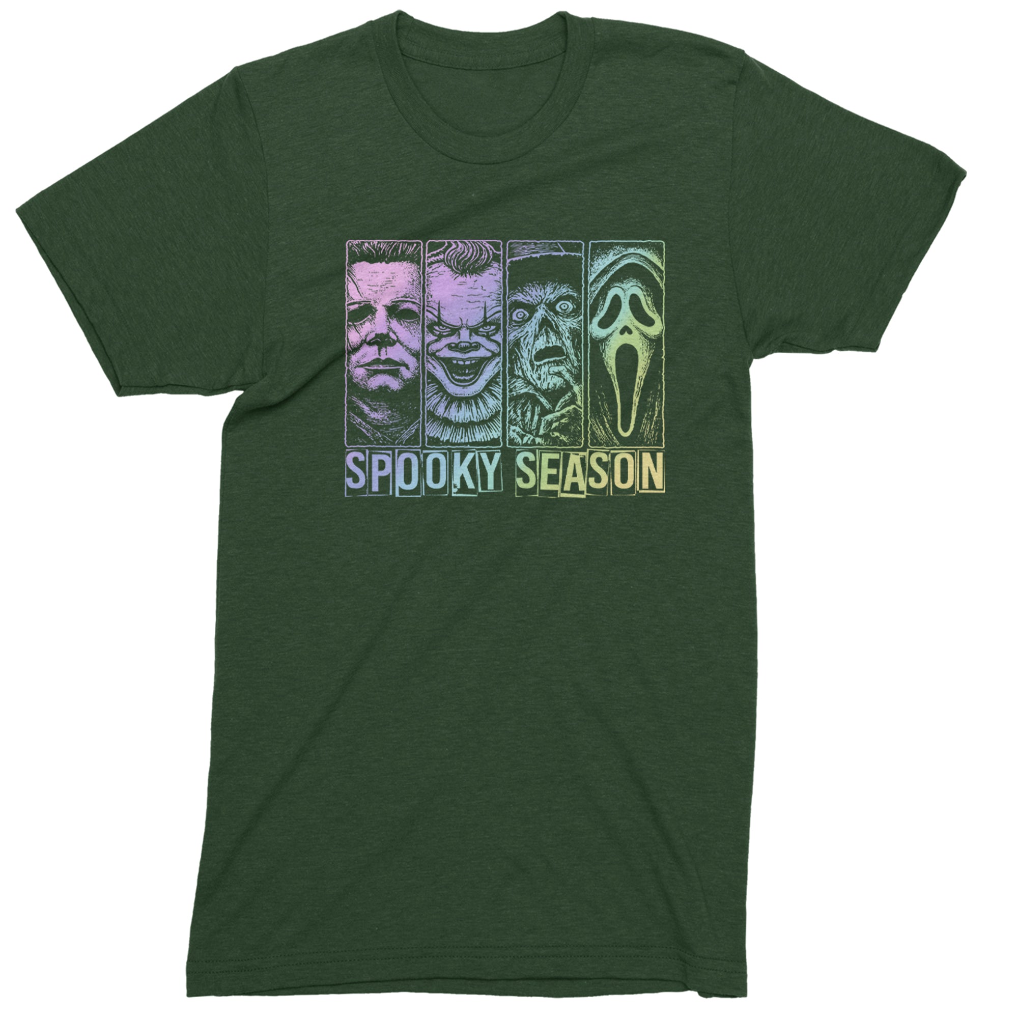 Spooky Season Horror Icons Halloween Mens T-shirt Forest Green