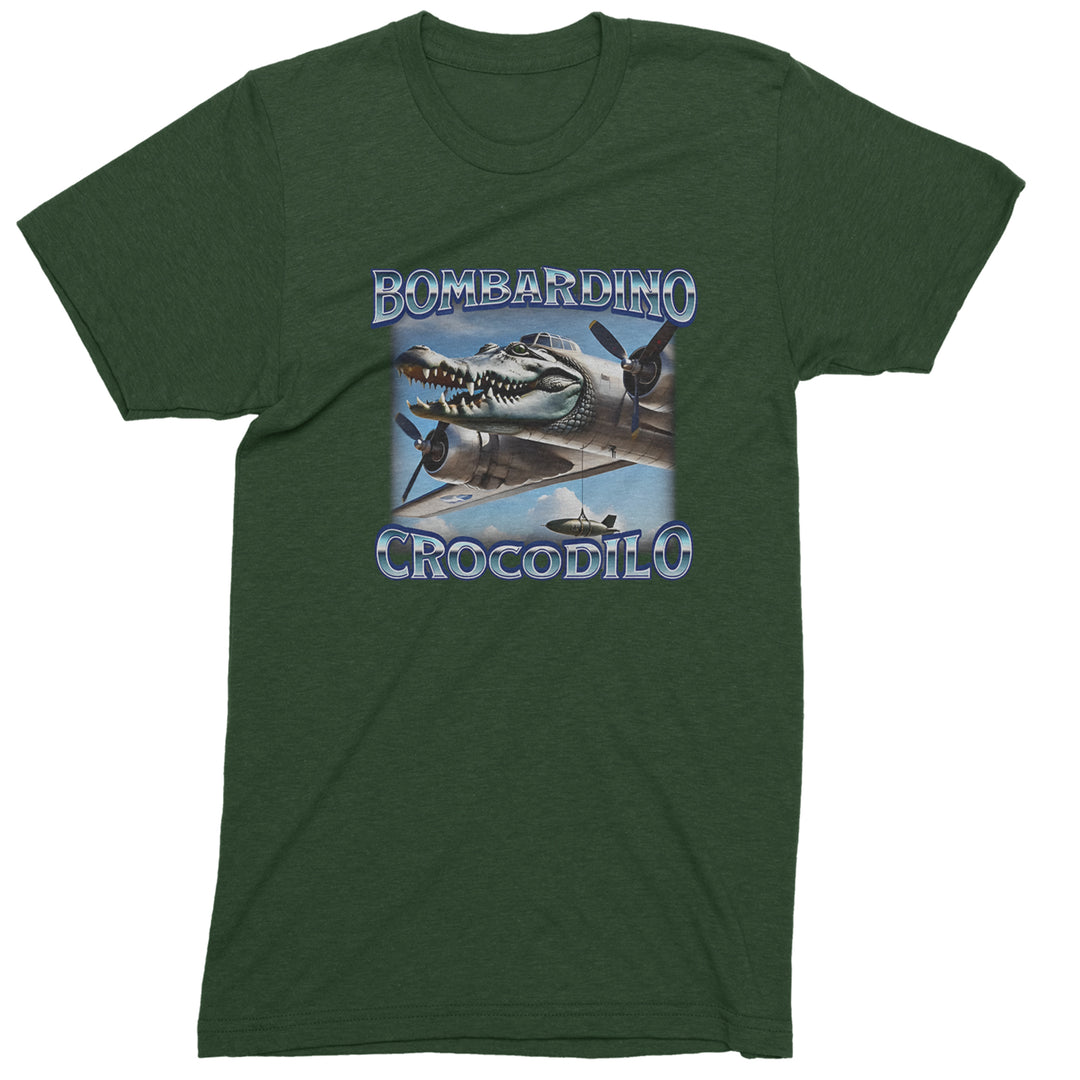Bombardino Crocodilo Brainrot Men's T-shirt Forest Green