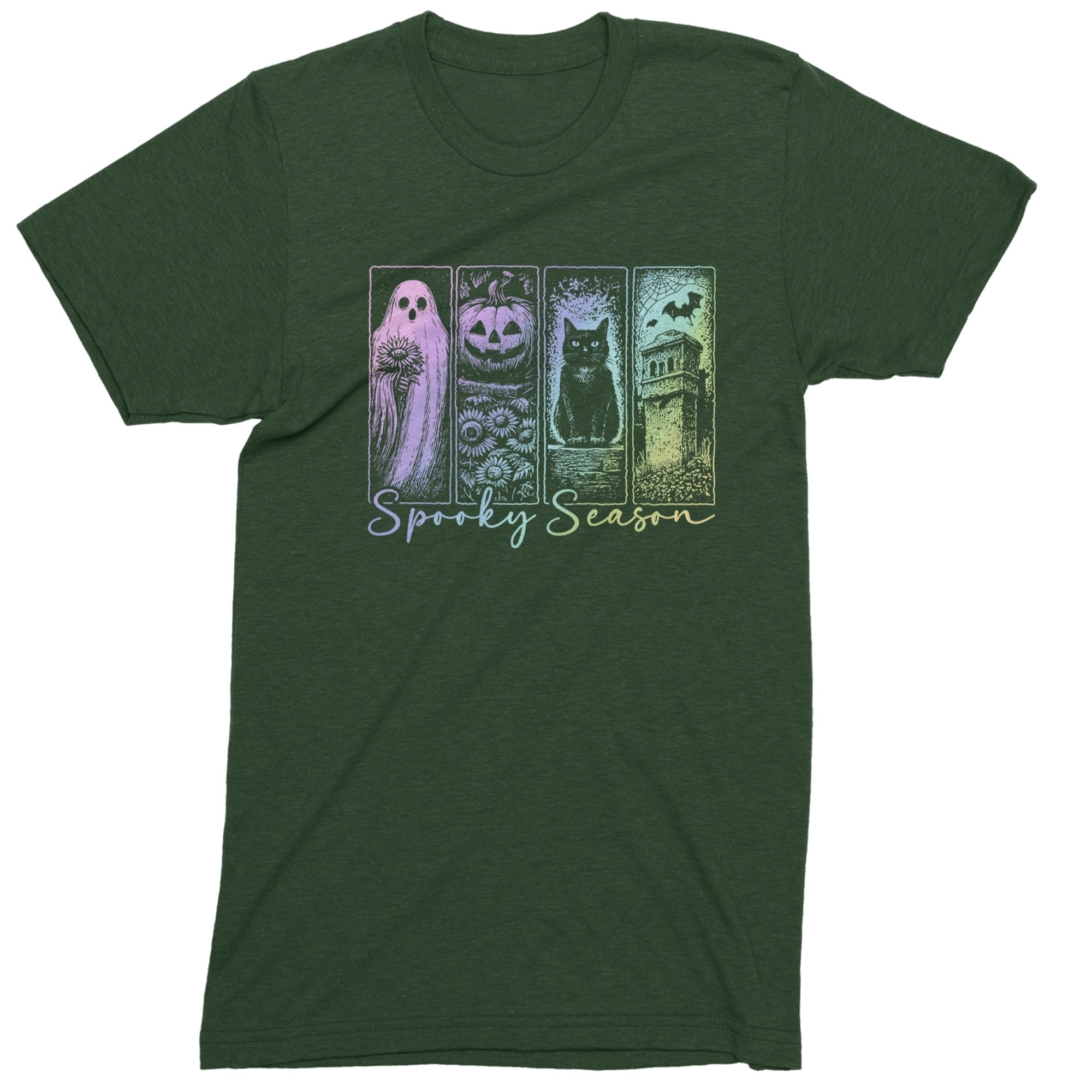 Spooky Season Cute Pastel Halloween Design Mens T-shirt Forest Green
