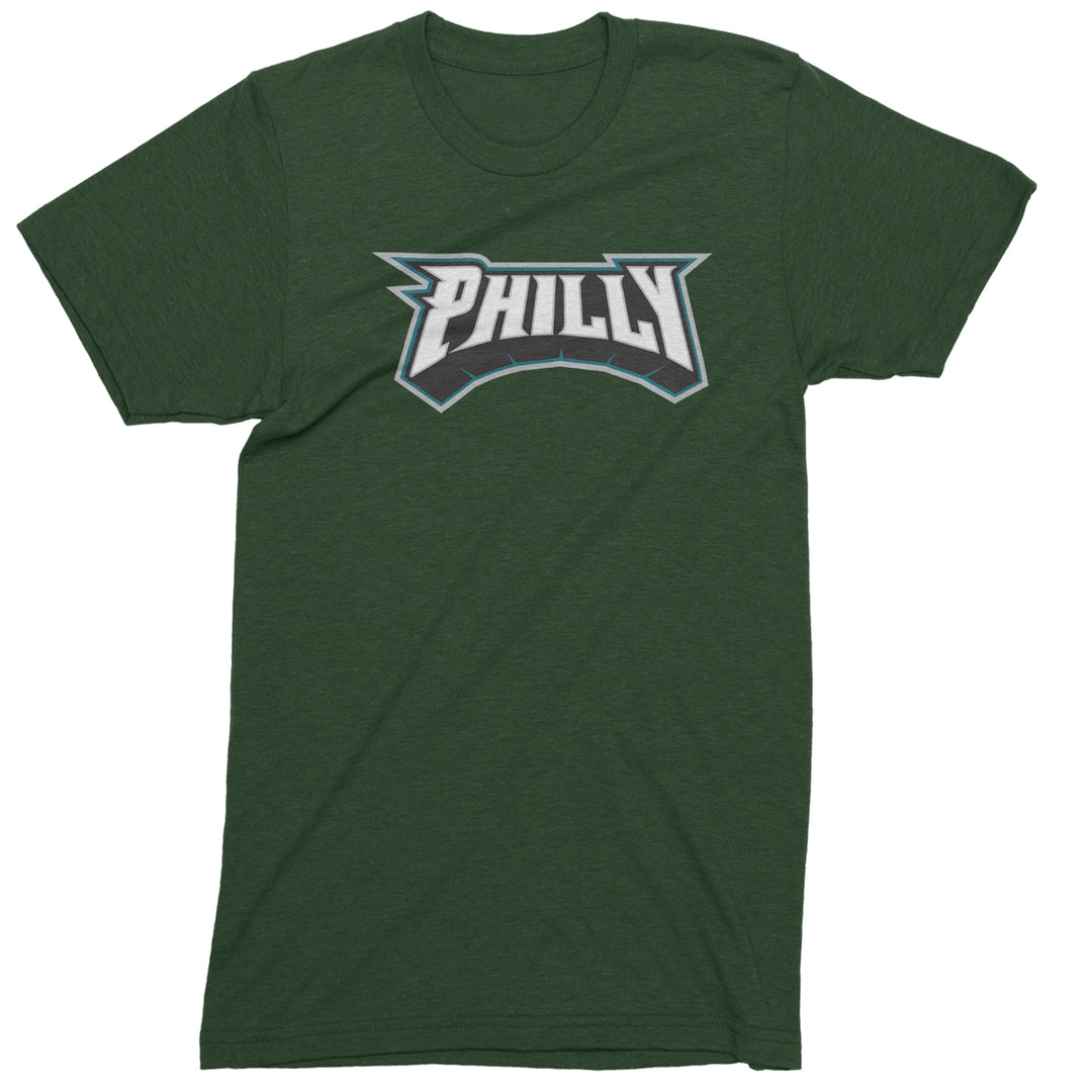 Philly Bold Block Throwback Mens T-shirt Forest Green