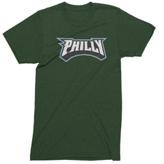 Philly Bold Block Throwback Mens T-shirt Forest Green