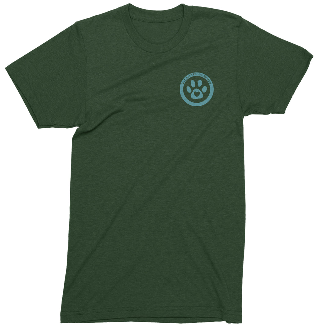 TLC To Love a Canine Dog Rescue Teal Mens T-shirt Forest Green