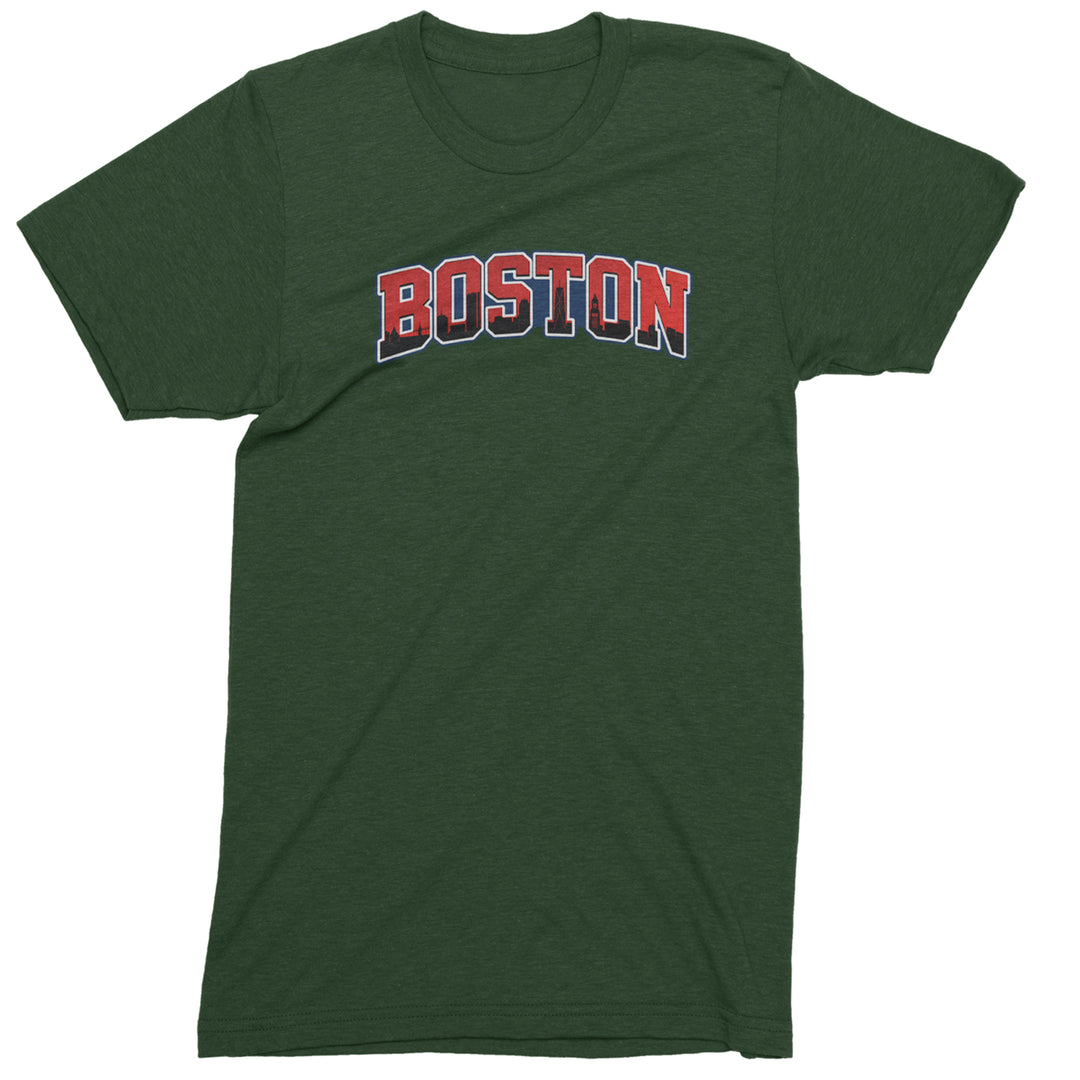 Boston City Pride Skyline Mens T-shirt Forest Green