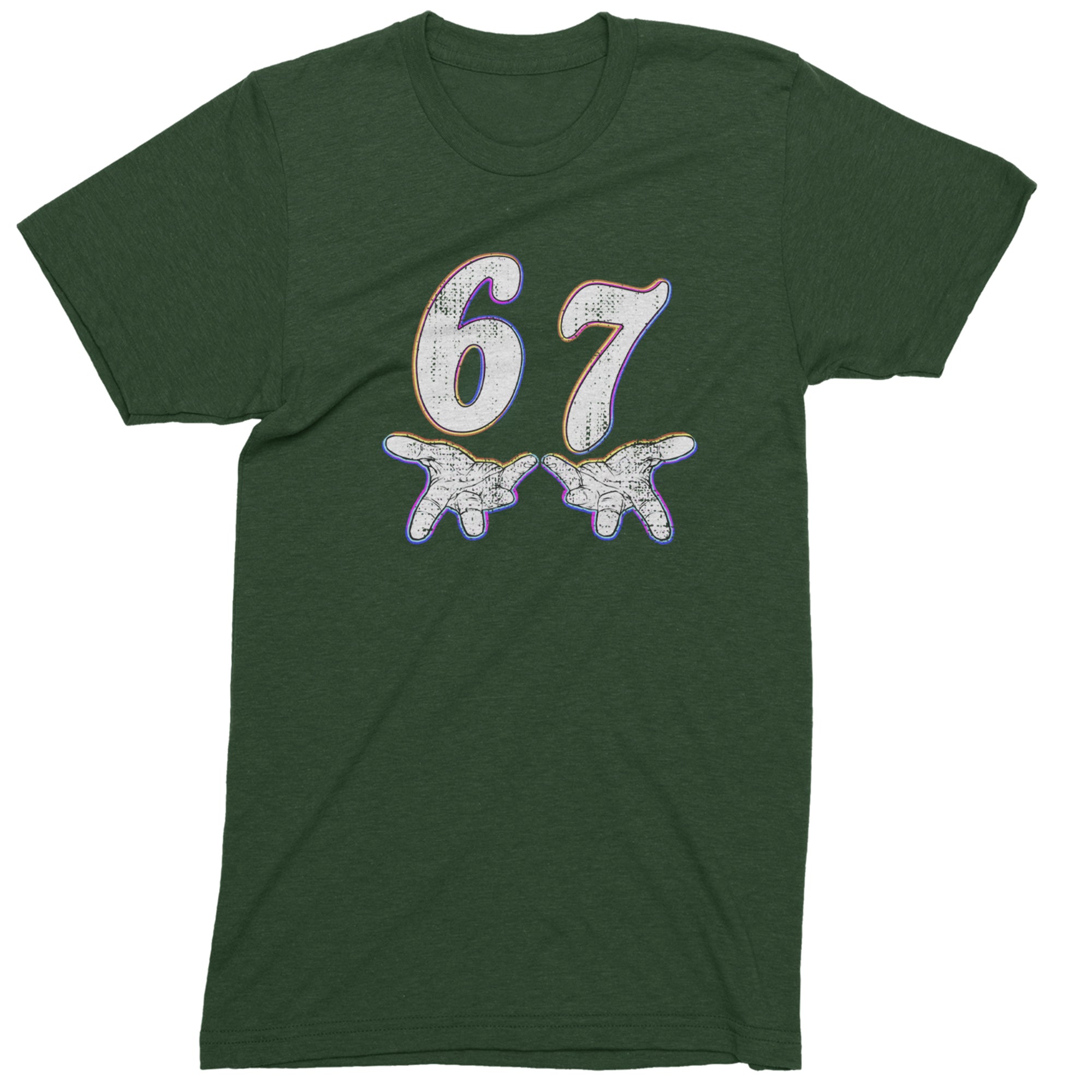 67 Hands Meme Viral Drill Mens T-shirt Forest Green