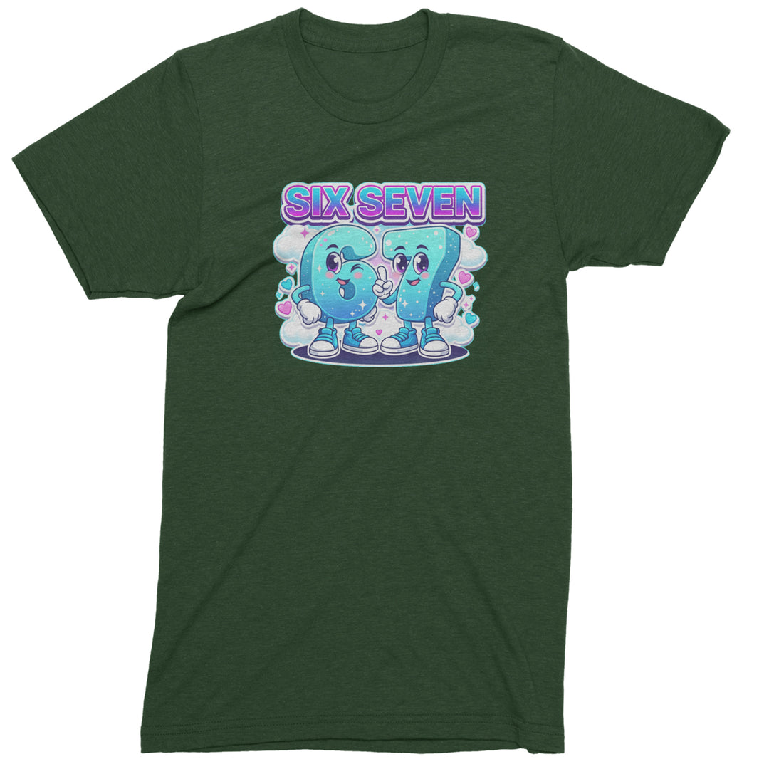 67 Six Seven Meme Kawaii Cloud Mens T-shirt Forest Green