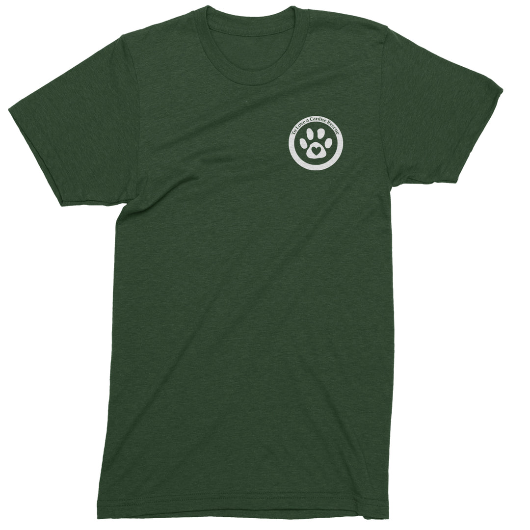 TLC To Love a Canine Dog Rescue White Mens T-shirt Forest Green