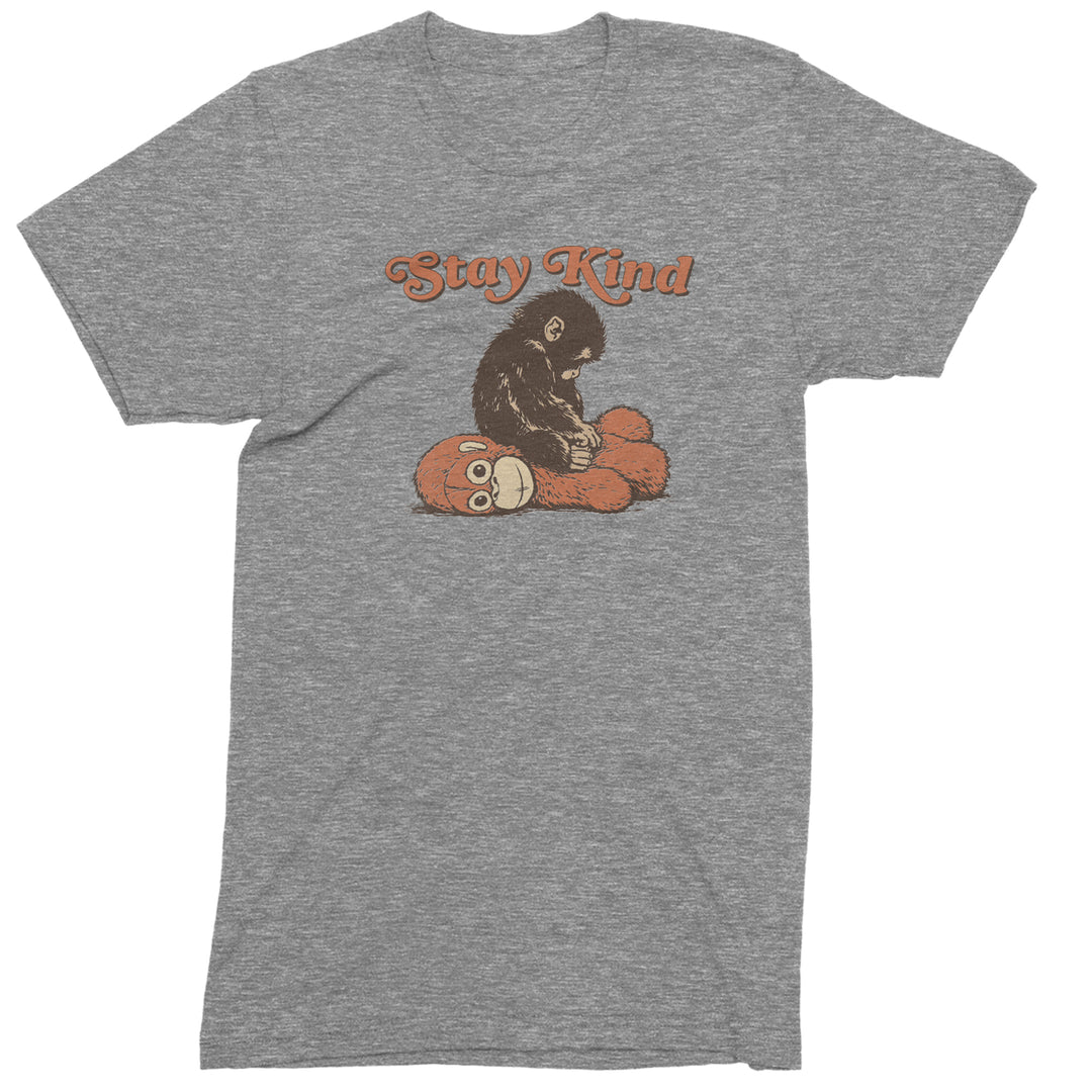 Punch Stay Kind Macaque Mens T-shirt Heather Grey