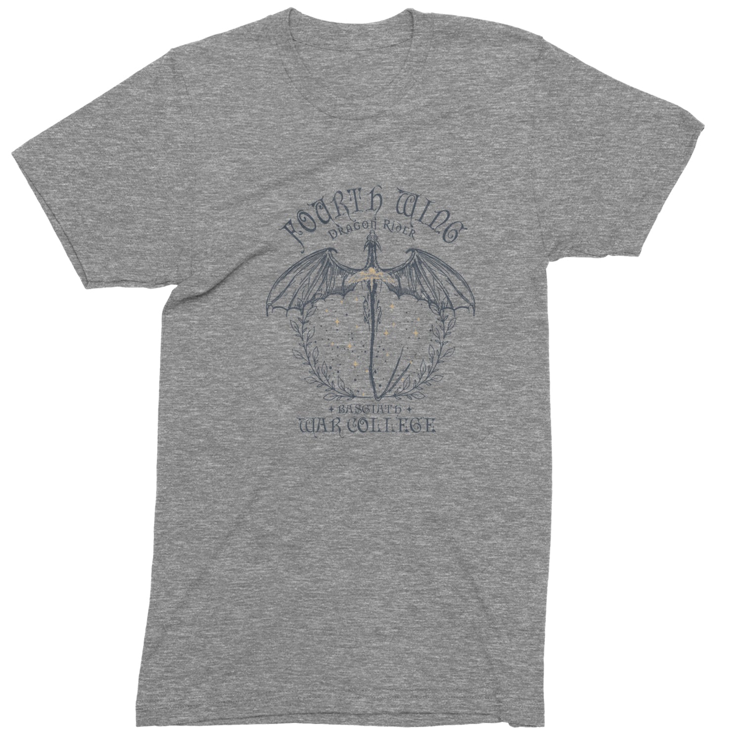 Fourth Wing Dragon Rider Vintage Basgiath War College Mens T-shirt Heather Grey