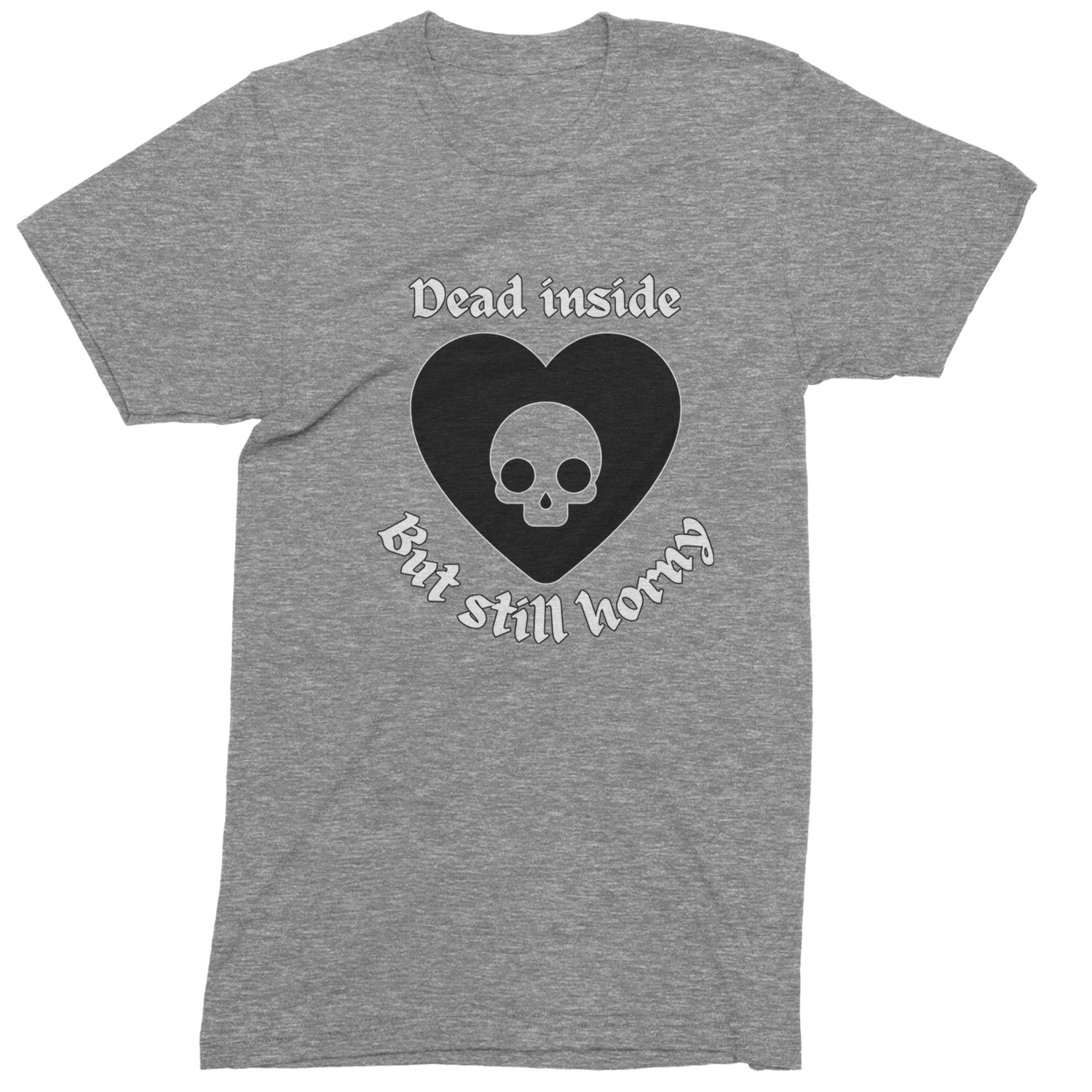 Dead Inside But Still Horny Skull Romantasy Youth-Sized Hoodie Heather Grey