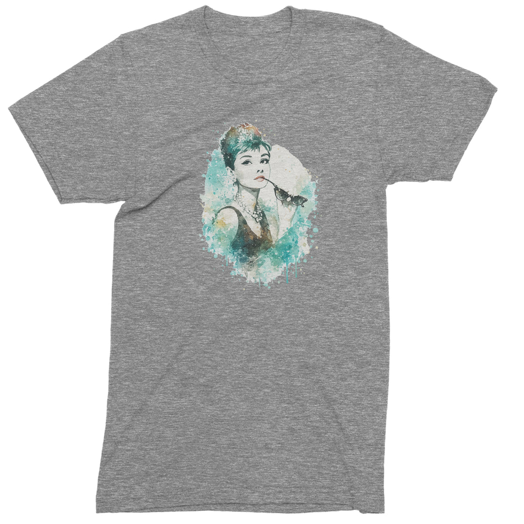 Mrs. Herpburn Iconic Watercolors Mens T-shirt Heather Grey