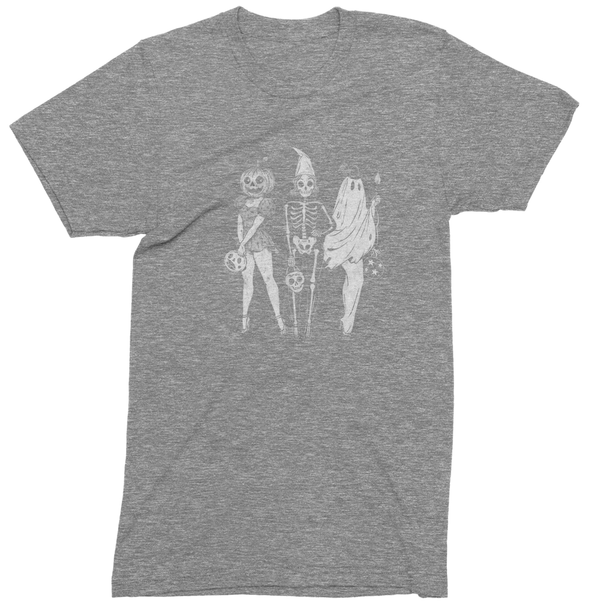 Vintage Spooky Squad Pinup Halloween Design Mens T-shirt Heather Grey