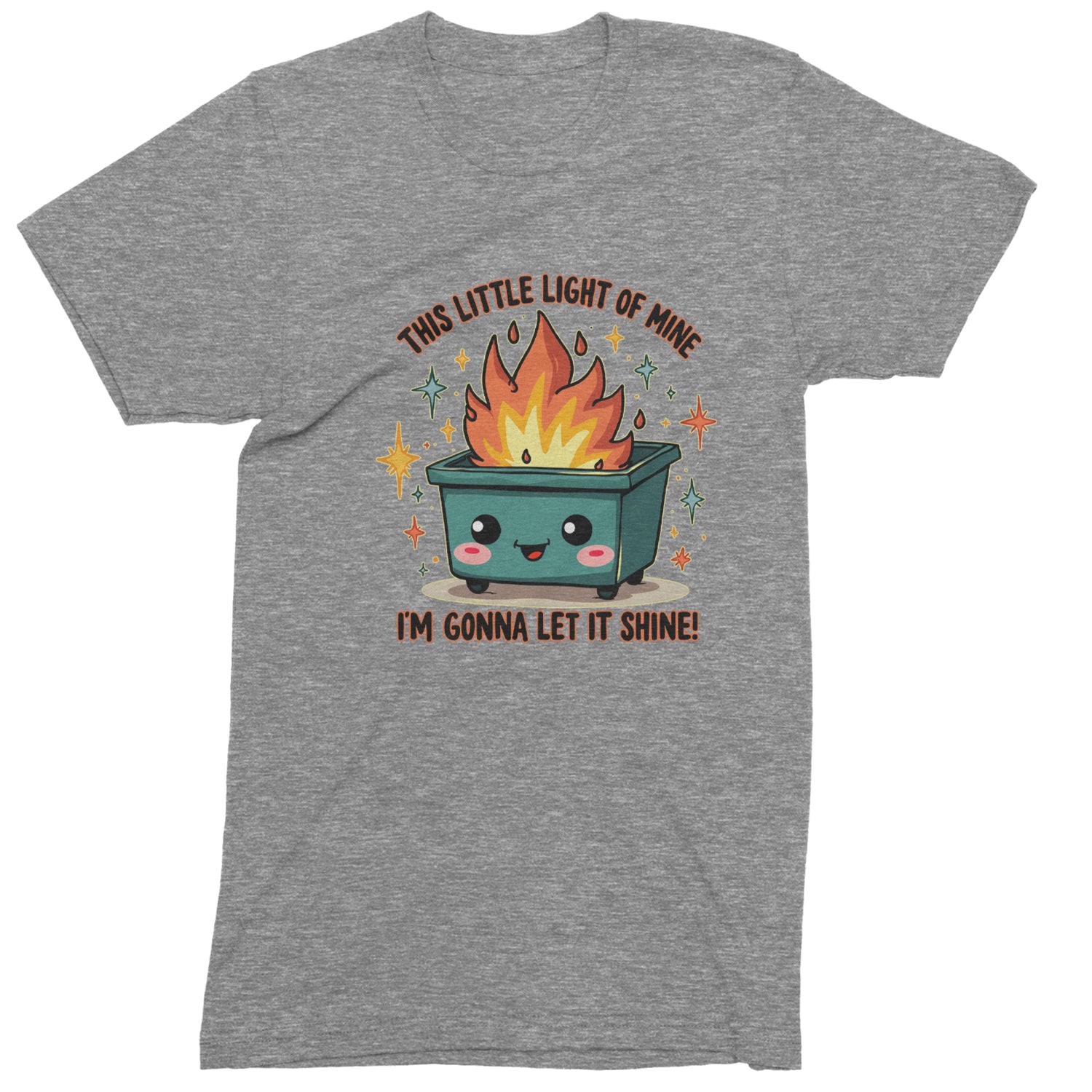 This Little Light of Mine Dumpster Fire Smile Face  Mens T-shirt Heather Grey