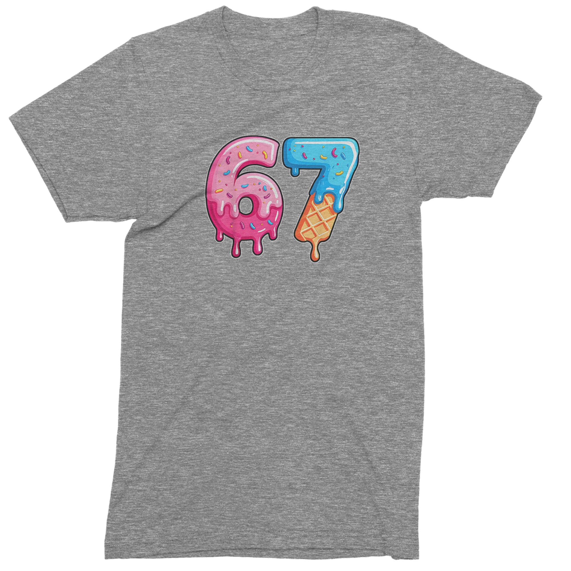 67 Dripping Ice Cream Donut Melt Mens T-shirt Heather Grey