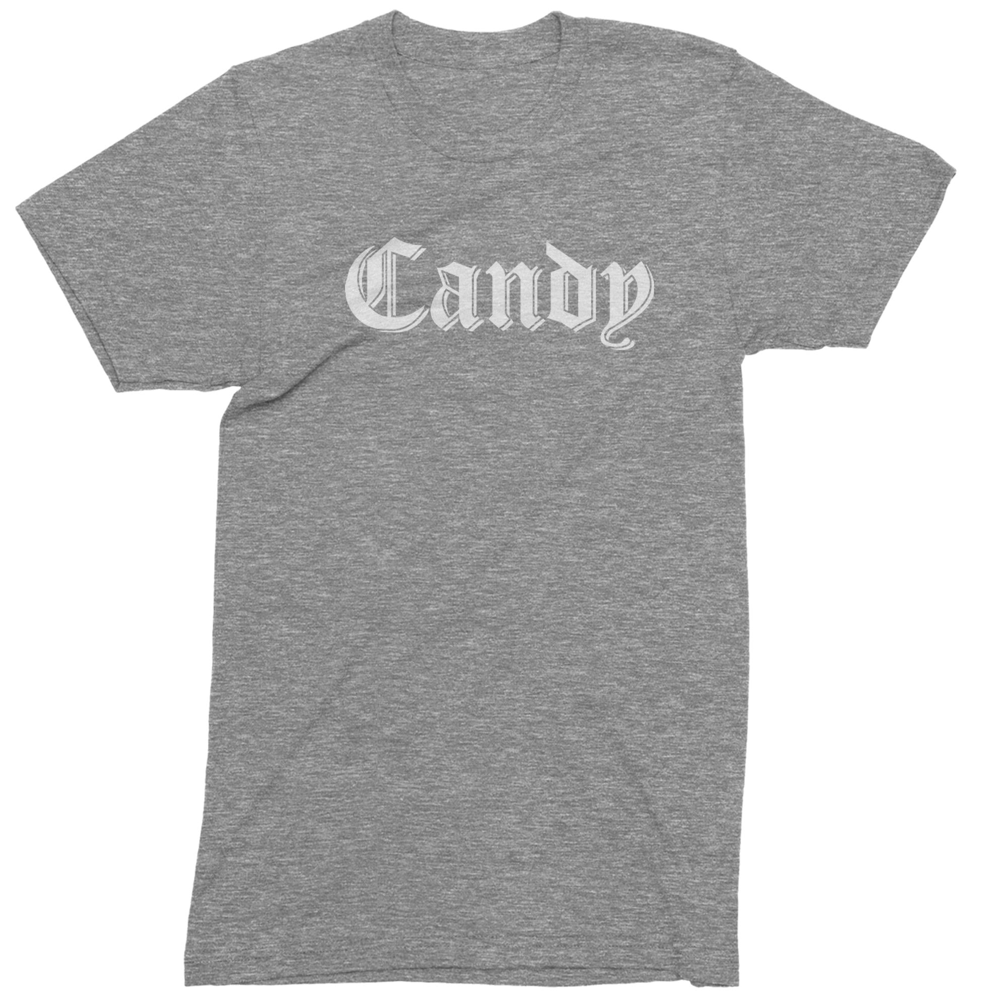 Candy Gothic Lettering Mens T-shirt Heather Grey