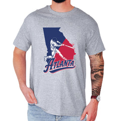 Atlanta Georgia Batter Up Mens T-shirt Heather Grey