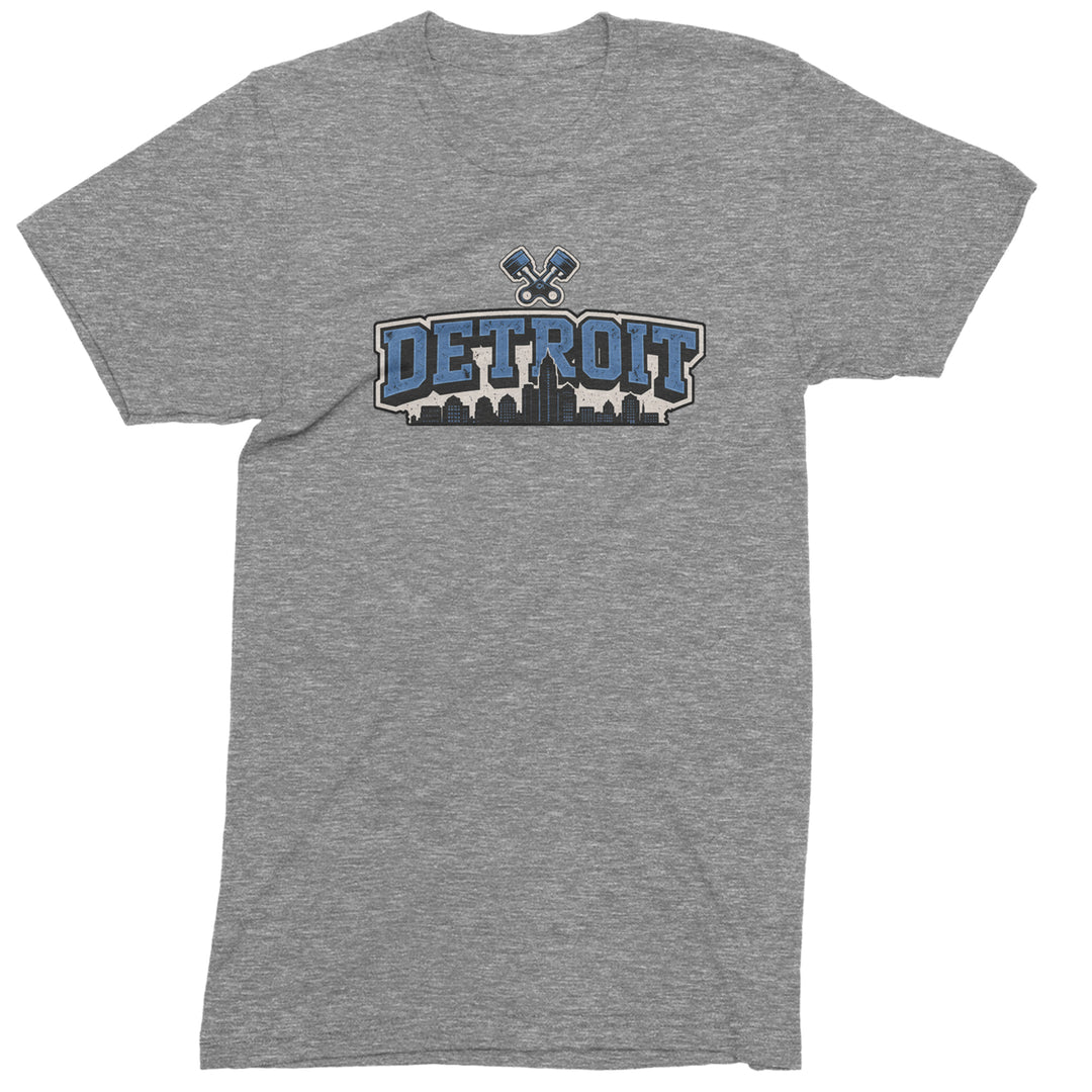 Detroit Motor City Retro Piston Mens T-shirt Heather Grey